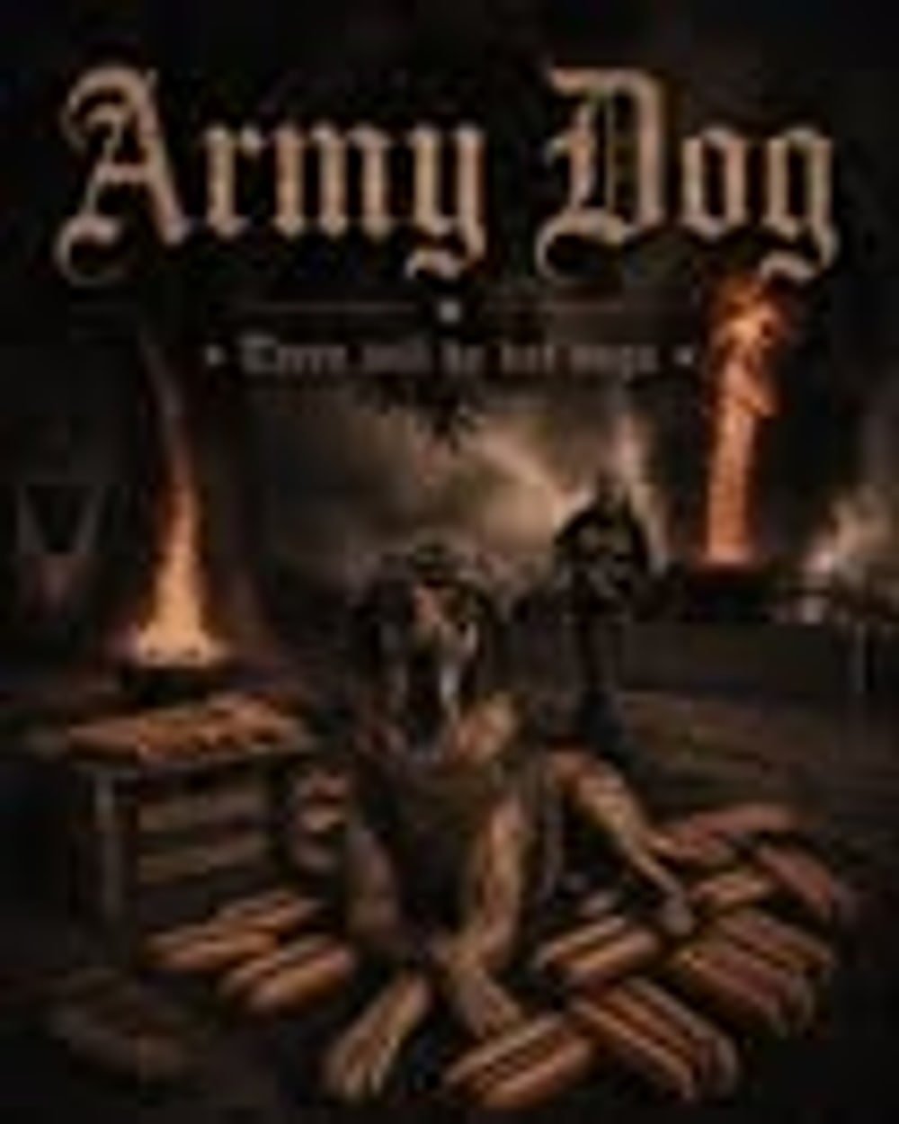 Armydog mascot poster artwork: There will be hot dogs.